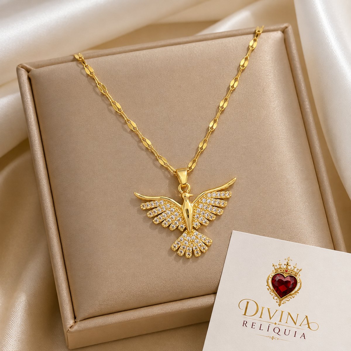 Colar Divino Espírito Santo — Divina Relíquia - Colar feminino dourado com significado Divina Relíquia