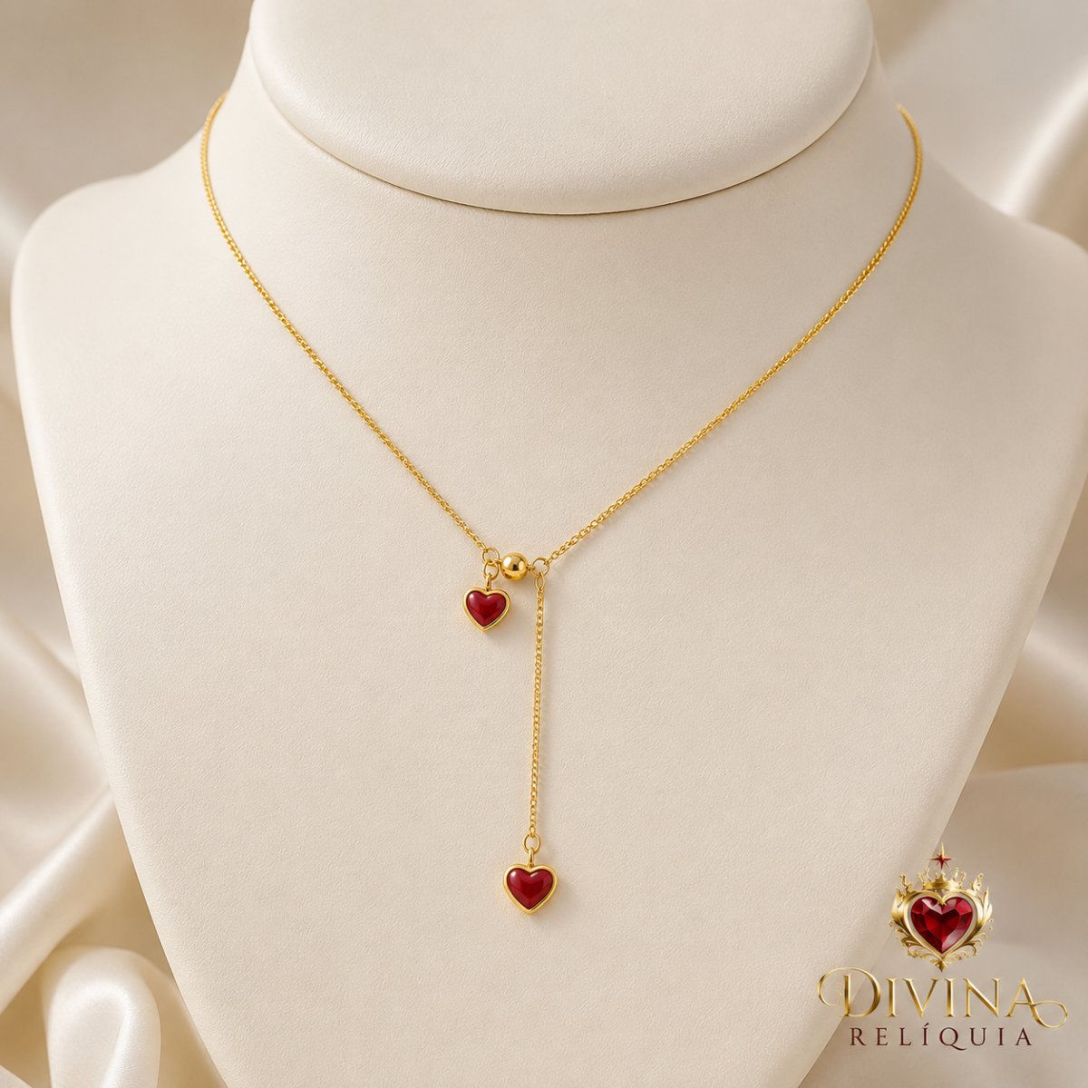 Colar Corações Unidos — Divina Relíquia - Colar feminino dourado com significado Divina Relíquia