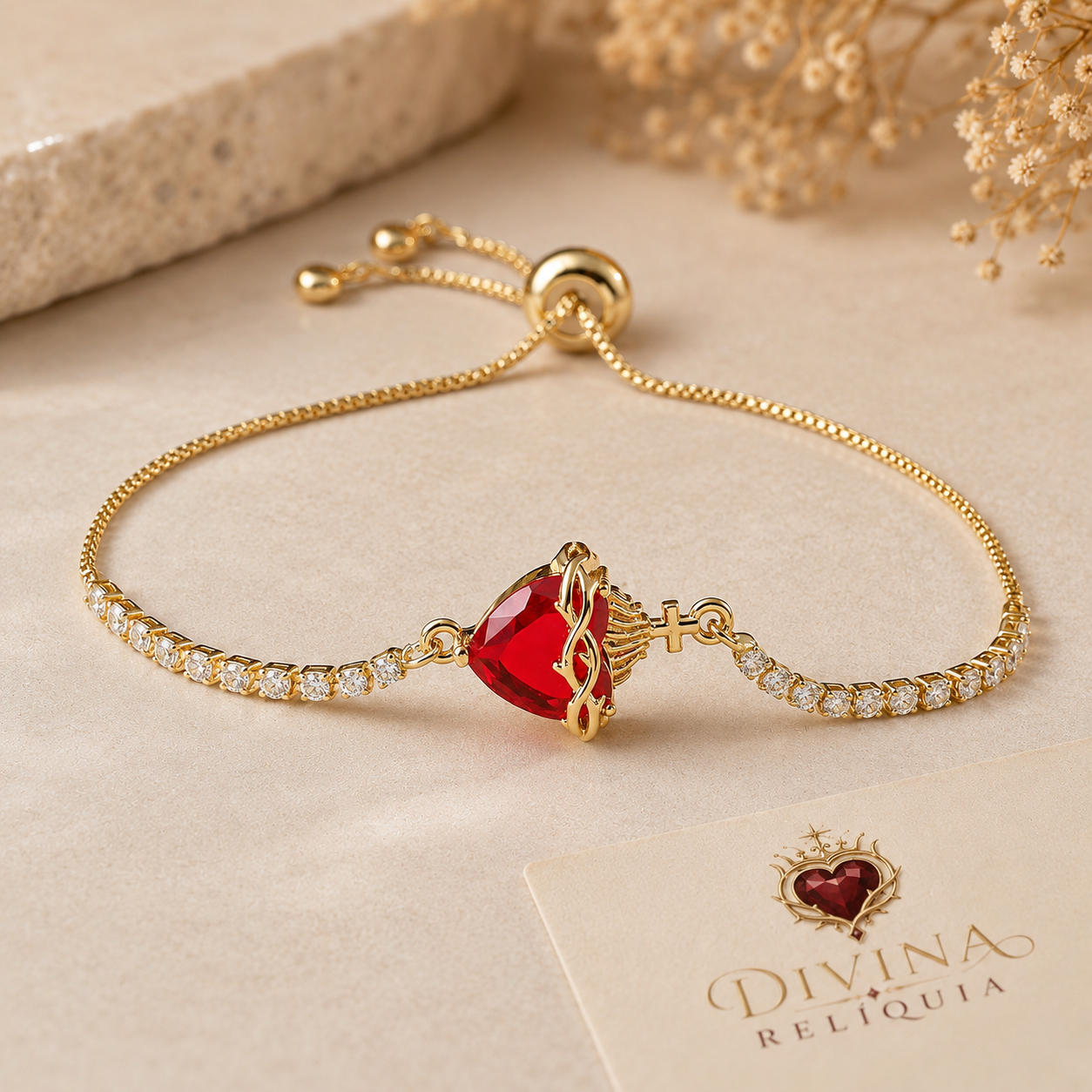 Pulseira Sagrado Coração de Jesus com Zircônia — Divina Relíquia - Colar feminino dourado com significado Divina Relíquia